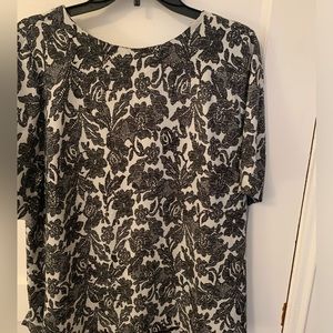 Lane Bryant Black and White Floral Blouse